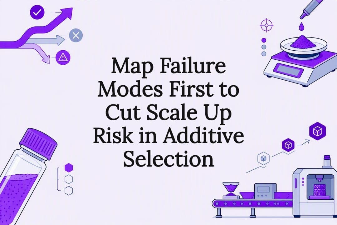 Map Failure Modes First to Cut Scale Up Risk in Additive Selection