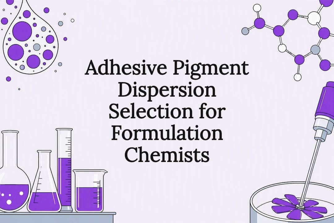 Decorative title card with chemical and pigment dispersion icons