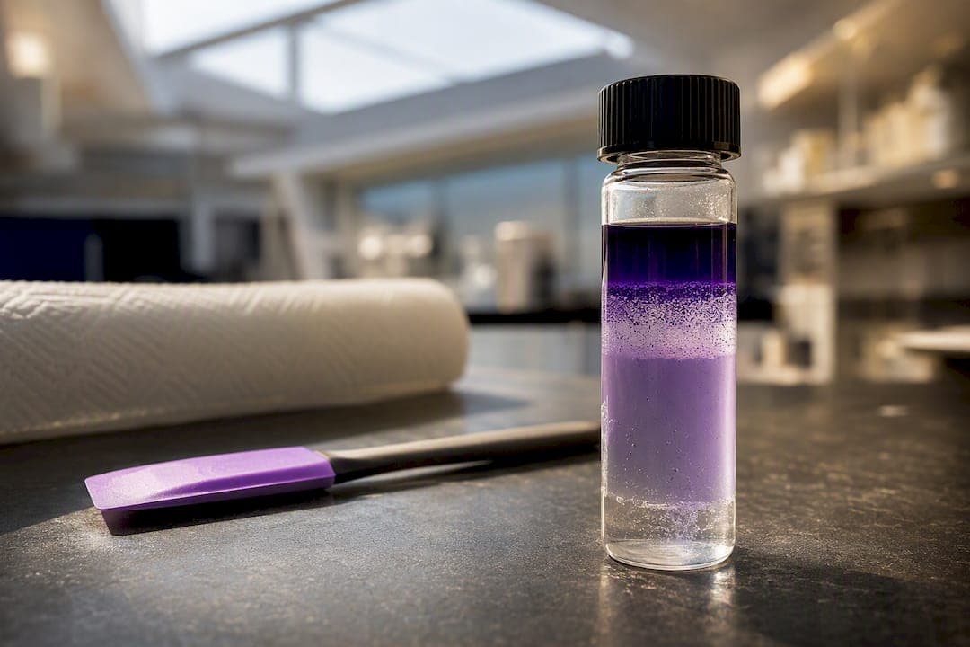 Sample vial showing phase separation in pigment dispersion