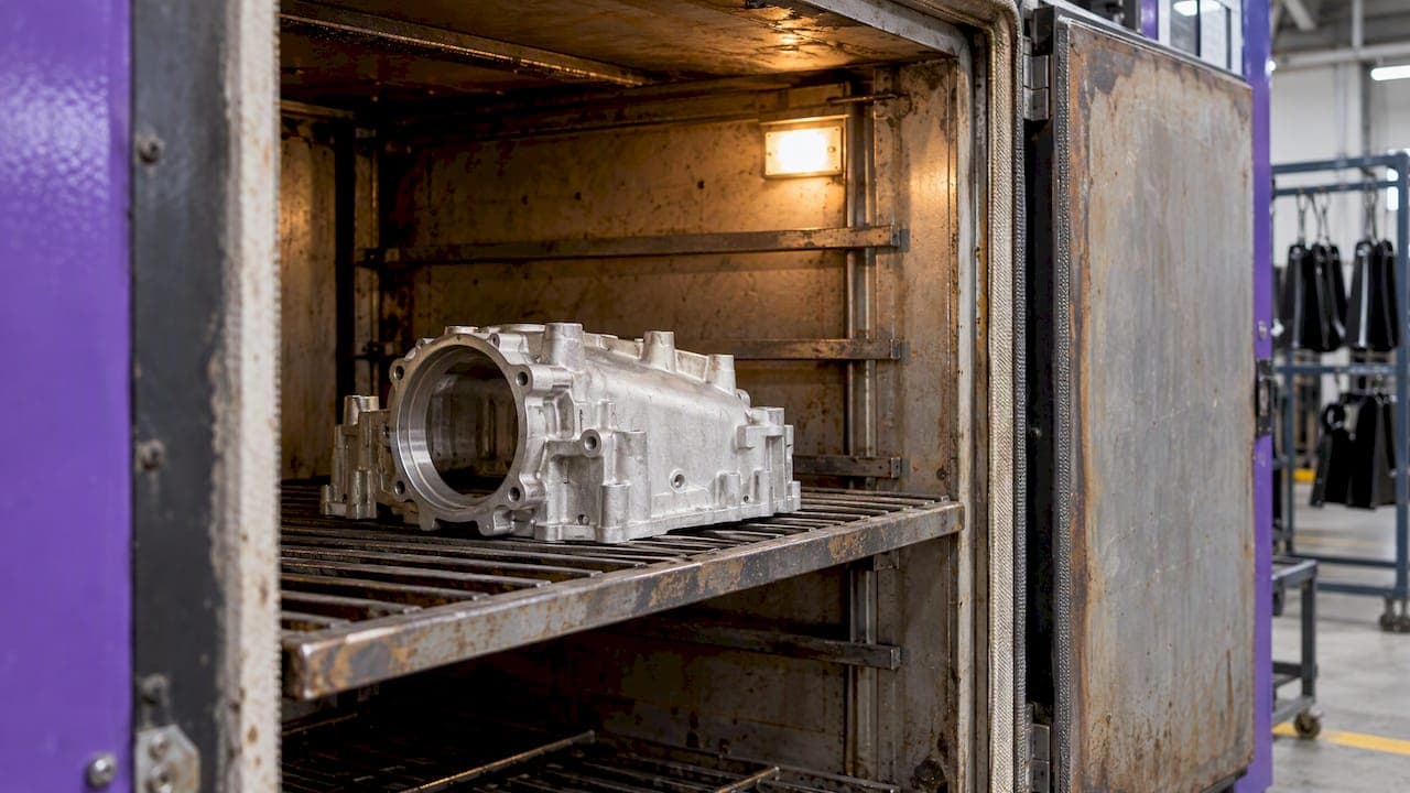Bare casting preheated before powder coating